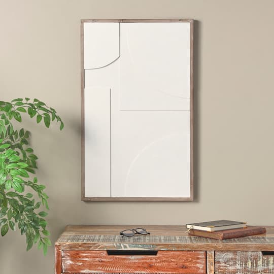 White Dimensional Geometric Framed Wall Décor